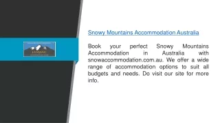 Snowy Mountains Accommodation Australia snowaccommodation.com.au