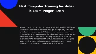 Best Computer Training Institutes in Laxmi Nagar , Delhi