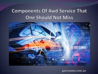 Components Of 4wd Service That One Should Not Miss