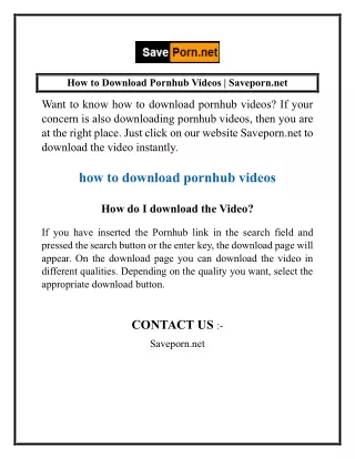 How to Download Pornhub Videos  Saveporn.net
