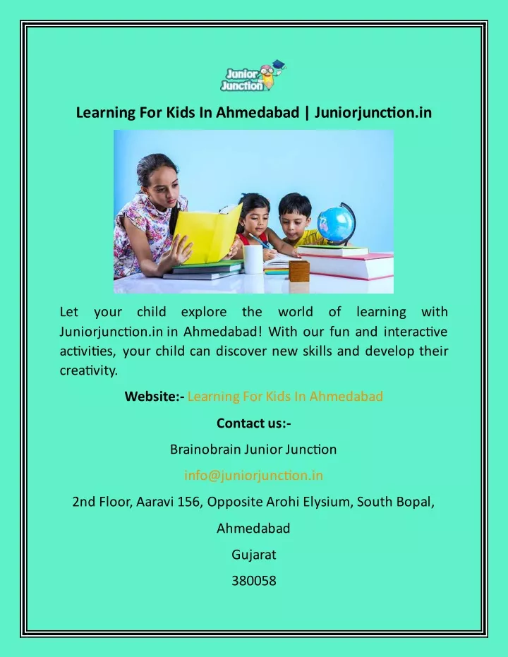 learning for kids in ahmedabad juniorjunction in