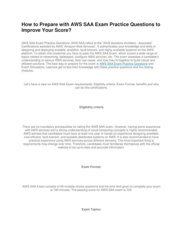how to prepare with aws saa exam practice