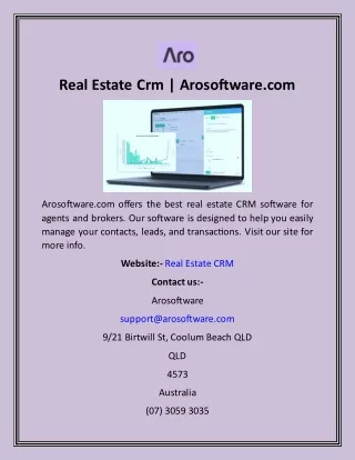 Real Estate Crm  Arosoftware