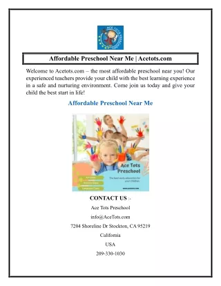 Affordable Preschool Near Me  Acetots.com