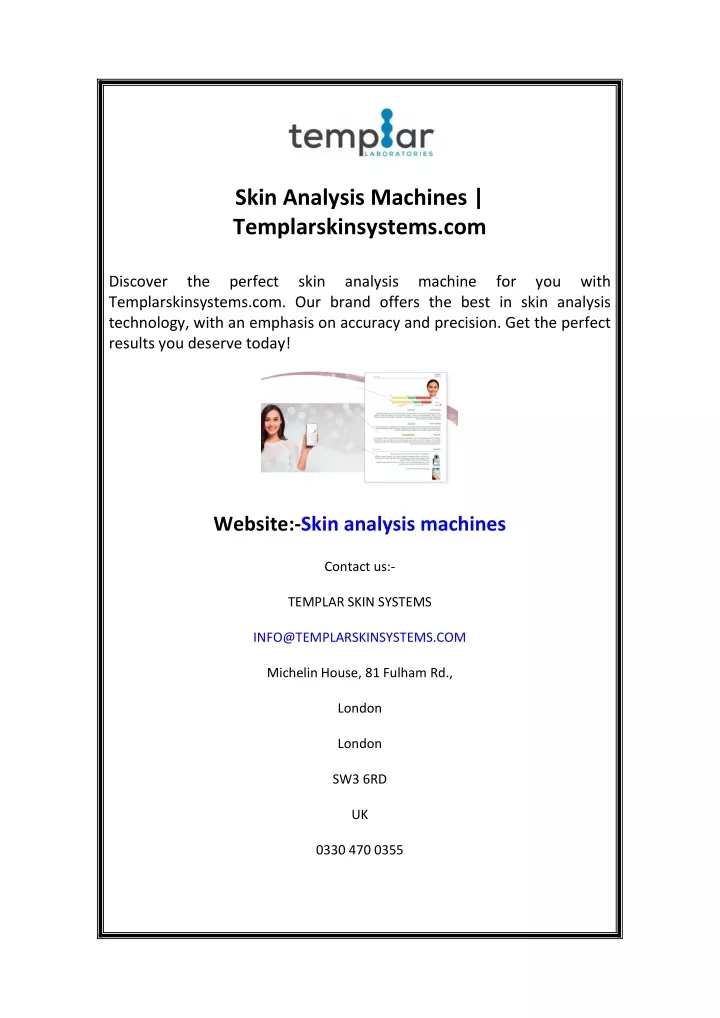 skin analysis machines templarskinsystems com