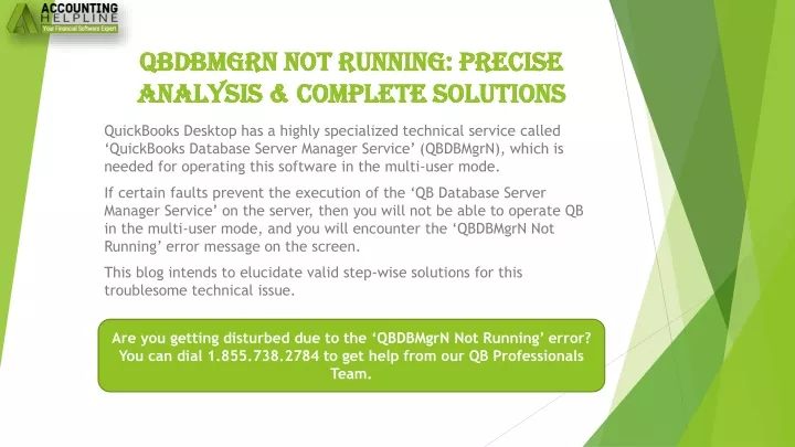 qbdbmgrn not running precise analysis complete solutions