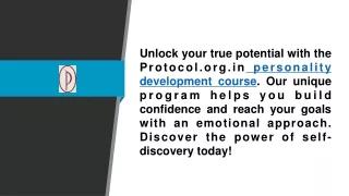 Personality Development Course  Protocol.org.in