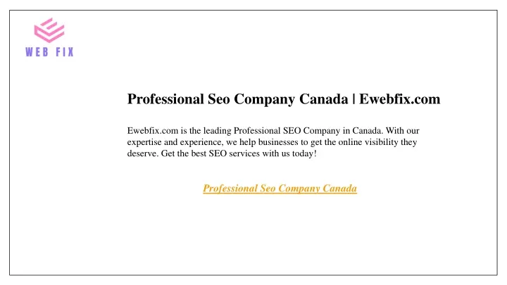 professional seo company canada ewebfix com