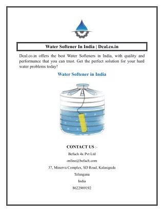 Water Softener In India  Dcal.co.in