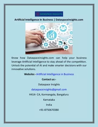 Artificial Intelligence In Business  Dataspaceinsights
