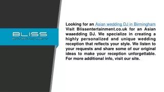 Asian Wedding Dj in Birmingham  Blissentertainment.co.uk