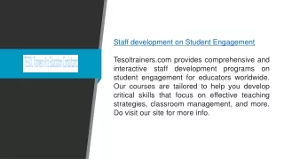 Staff Development On Student Engagement Tesoltrainers.com