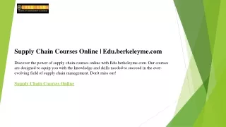 supply chain courses online edu berkeleyme