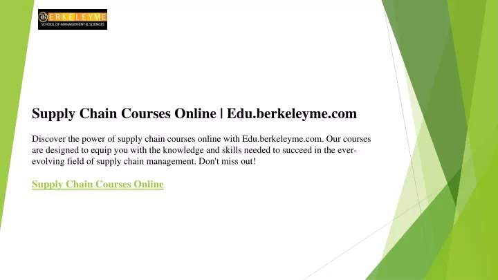 supply chain courses online edu berkeleyme