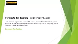 corporate tax training edu berkeleyme com learn