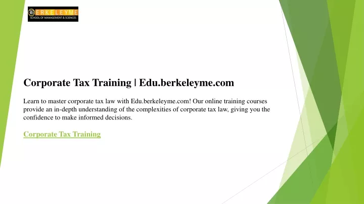 corporate tax training edu berkeleyme com learn