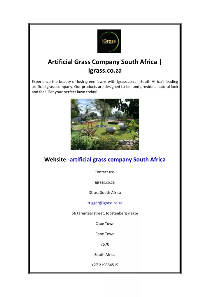 artificial grass company south africa igrass co za