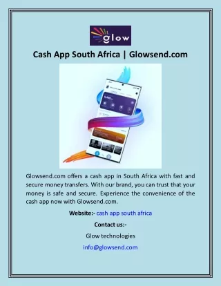 Cash App South Africa  Glowsend