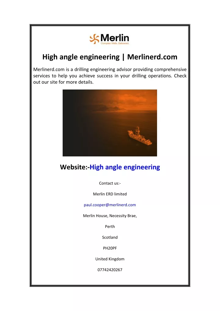 high angle engineering merlinerd com