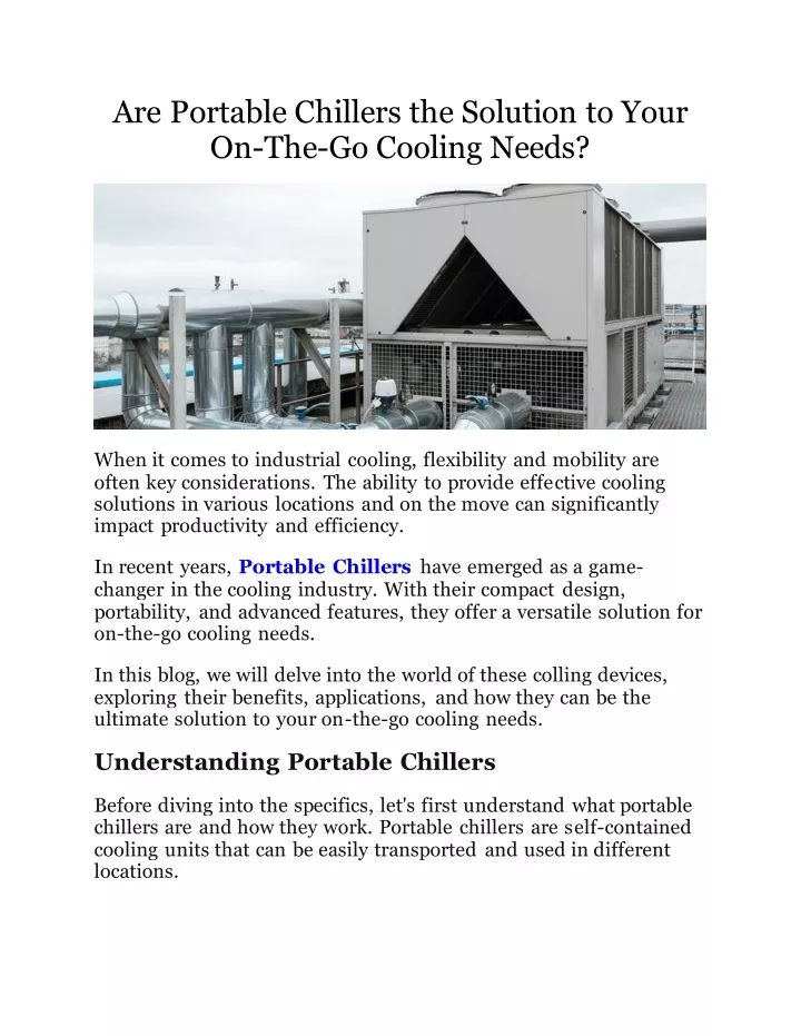 are portable chillers the solution to your
