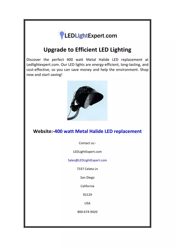 upgrade to efficient led lighting