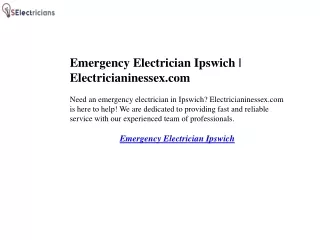 Emergency Electrician Ipswich  Electricianinessex.com