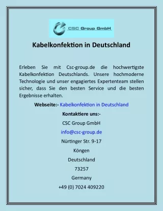 kabelkonfektion in deutschland