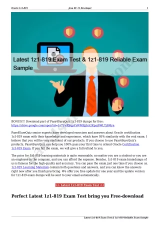 Latest 1z1-819 Exam Test & 1z1-819 Reliable Exam Sample