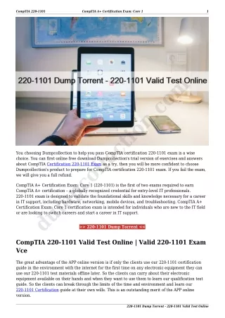 220-1101 Dump Torrent - 220-1101 Valid Test Online