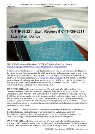 C-THR89-2211 Exam Reviews & C-THR89-2211 Exam Brain Dumps