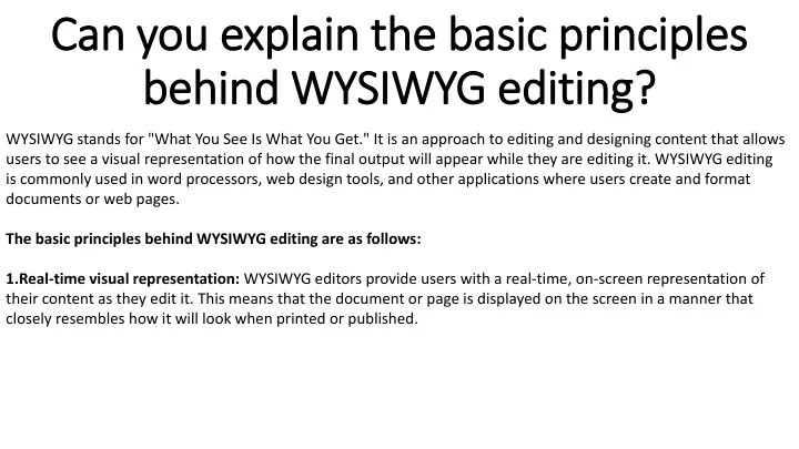 can you explain the basic principles behind wysiwyg editing