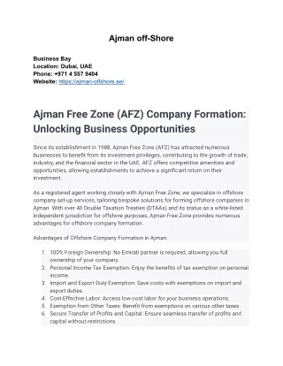 Harnessing the Benefits: Why Choose Ajman Free Zone for Your Business