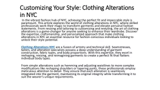 Customizing Your Style: Clothing Alterations in NYC
