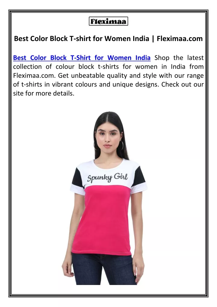 best color block t shirt for women india fleximaa
