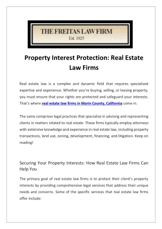 Finest Real Estate Law Firms In Marin County
