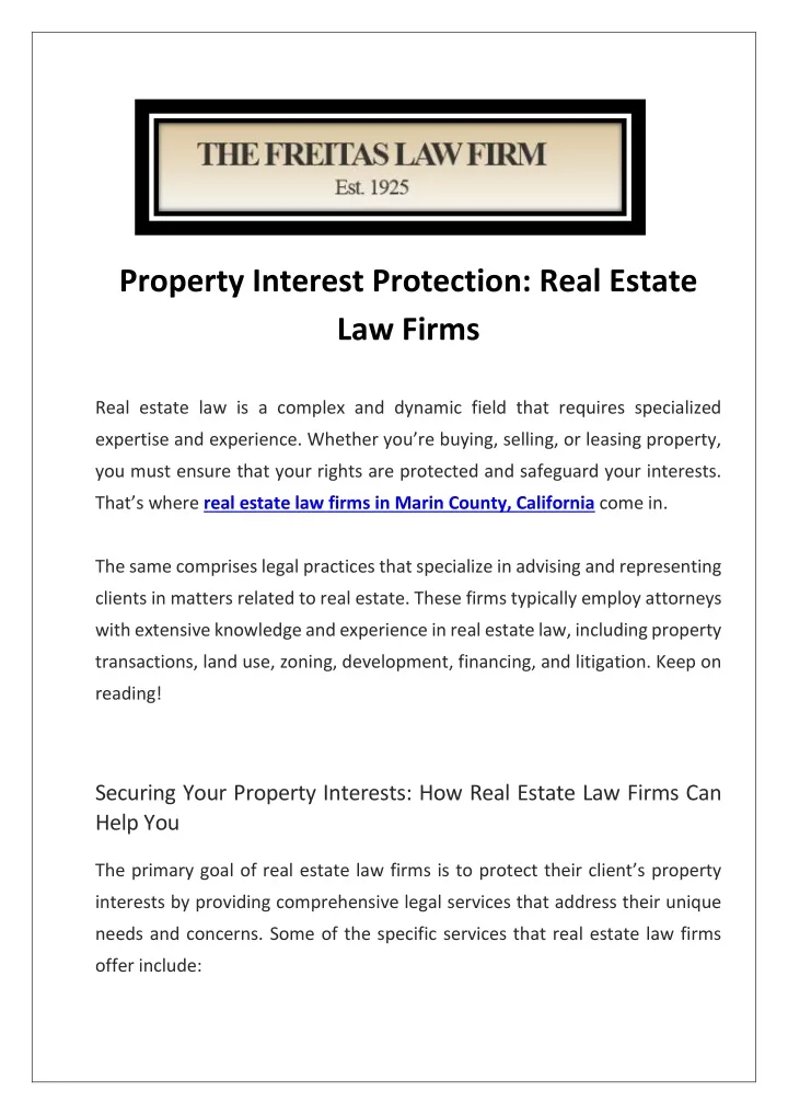 property interest protection real estate law firms