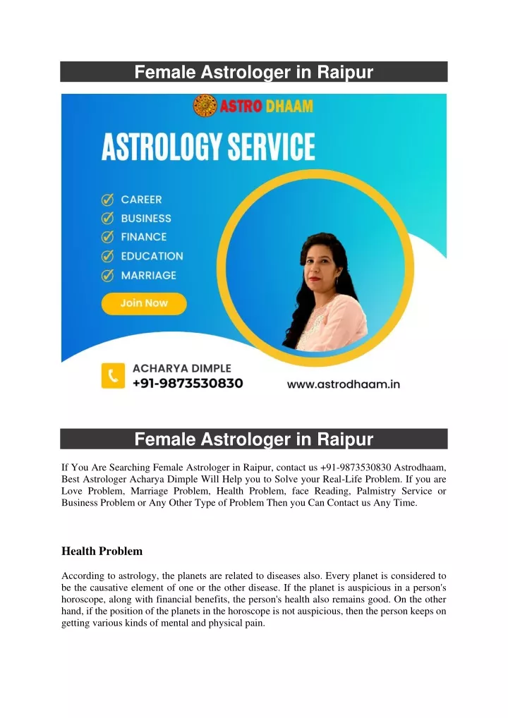 female astrologer in raipur