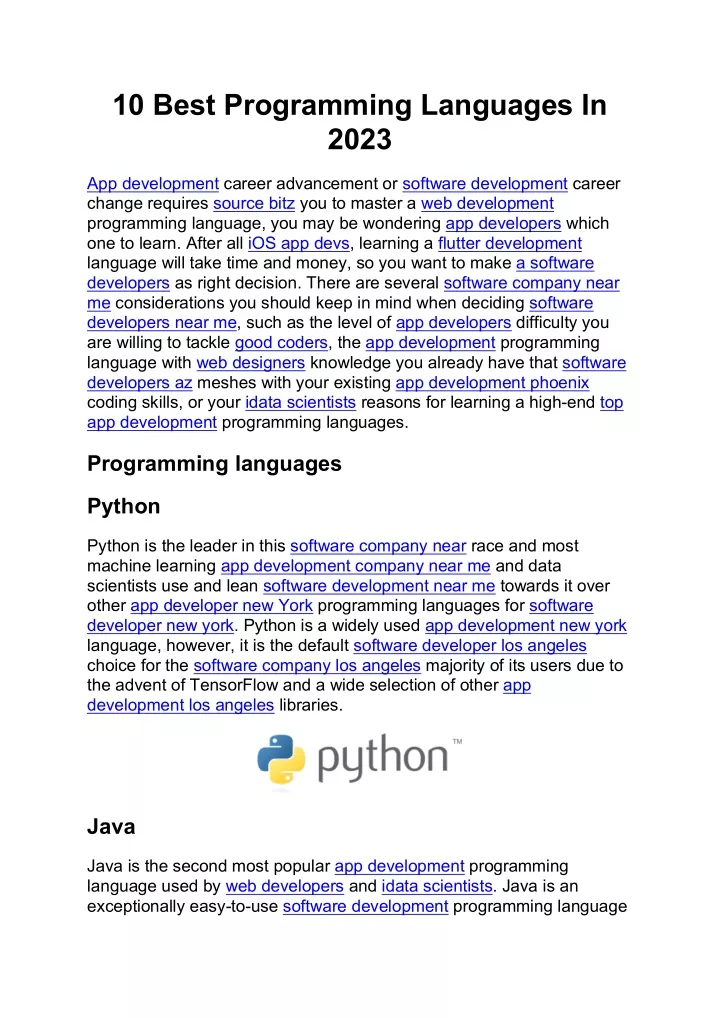 10 best programming languages in 2023