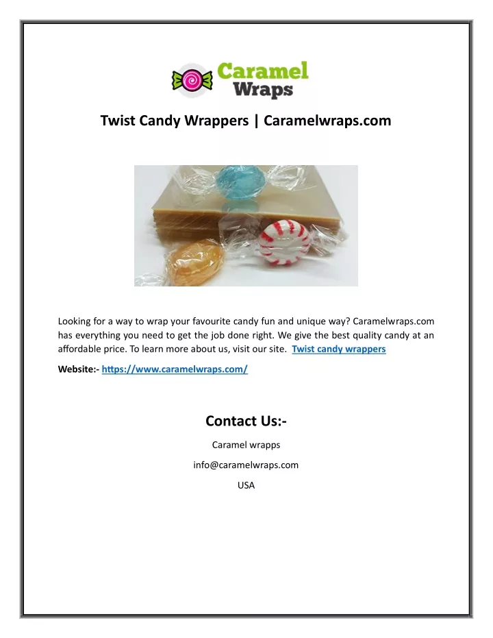 twist candy wrappers caramelwraps com