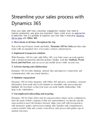 Streamline your sales process with Dynamics 365