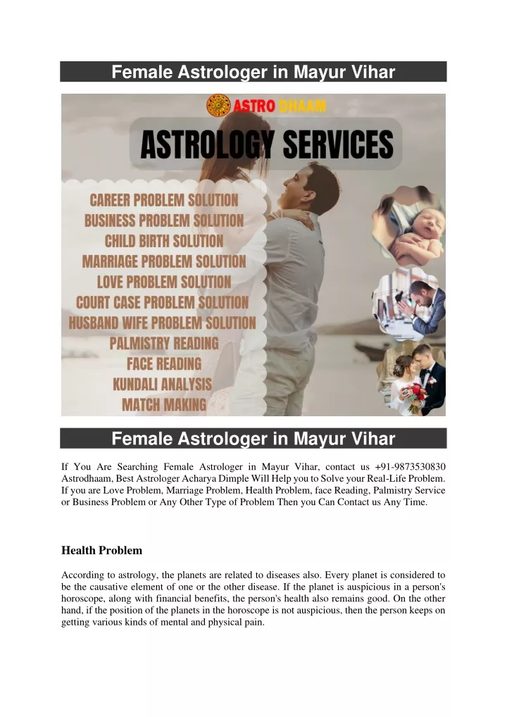 female astrologer in mayur vihar