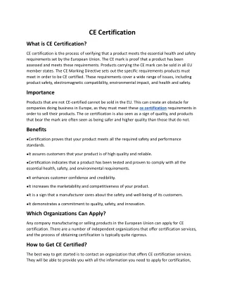 c e certifica ti o n