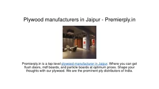 Plywood manufacturers in Jaipur - Premierply