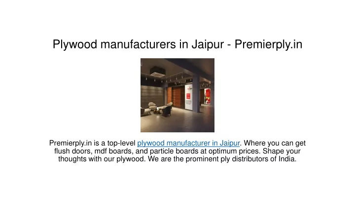 plywood manufacturers in jaipur premierply in