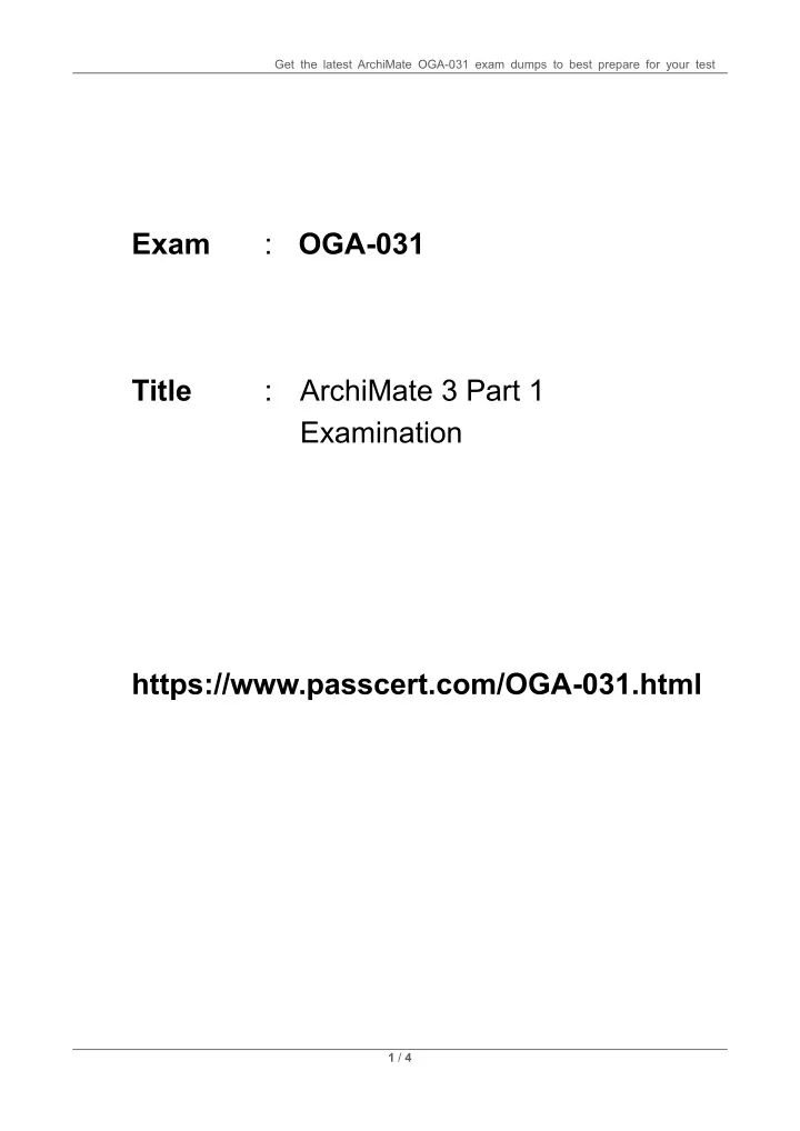 get the latest archimate oga 031 exam dumps