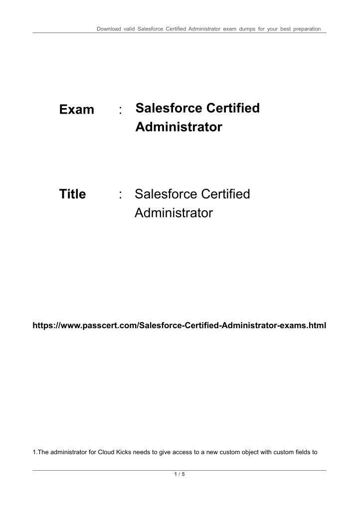 download valid salesforce certified administrator