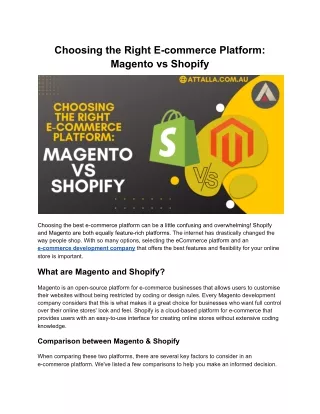 Choosing the Right E-commerce Platform: Magento vs Shopify