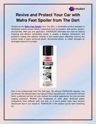 revive and protect your car with mafra fast