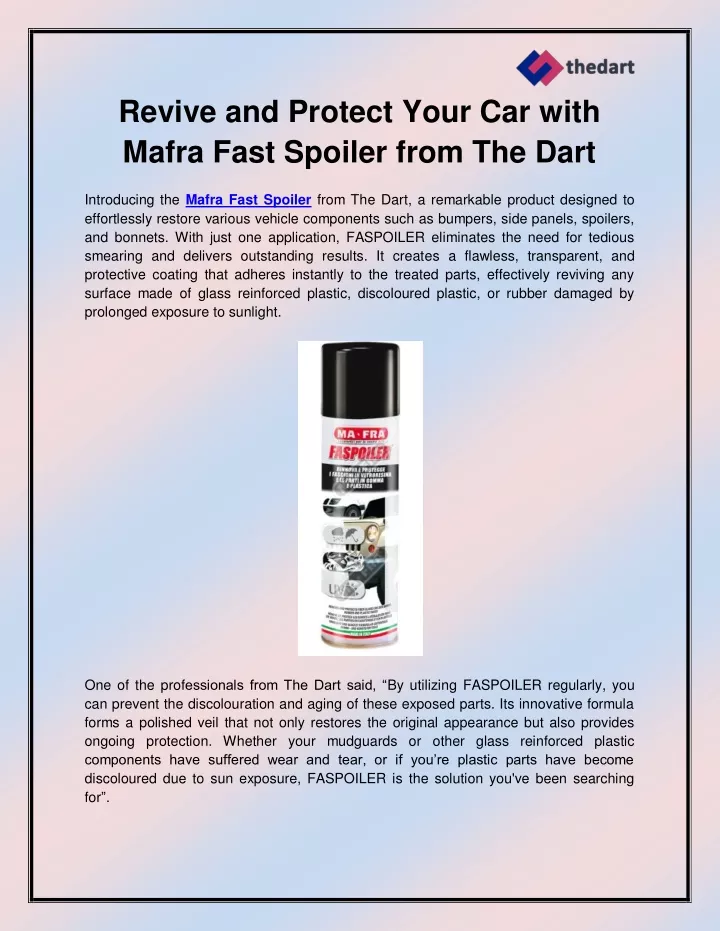 revive and protect your car with mafra fast