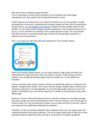 Why Have to Buy 5 celebrity Google Reviews_